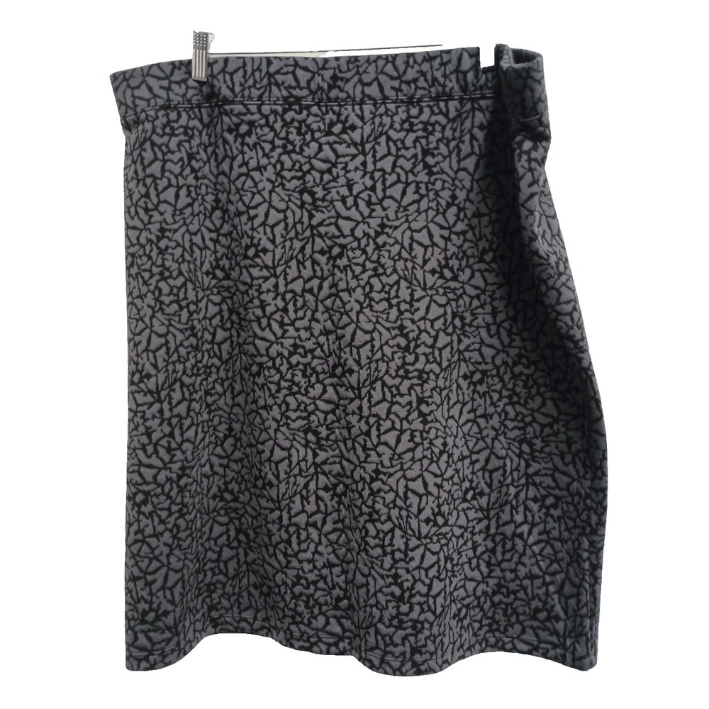 Susan Graver Womens Pencil Skirt Size 1X Gray Black Knit Textured Carrier Office